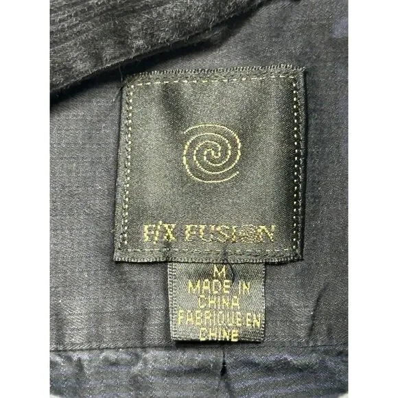 F/X Fusion Shirt Adult Medium Black Blue‎ Geometric Preppy Designer Casual Mens - Picture 2 of 9